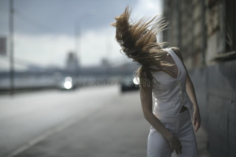 The woman with a long hair