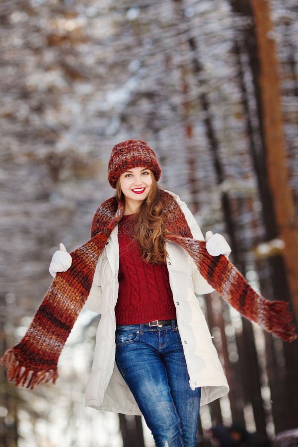 Woman with long hair and wearing warm clothes stock photos Woman with long hair and wearing warm clothes stock photos