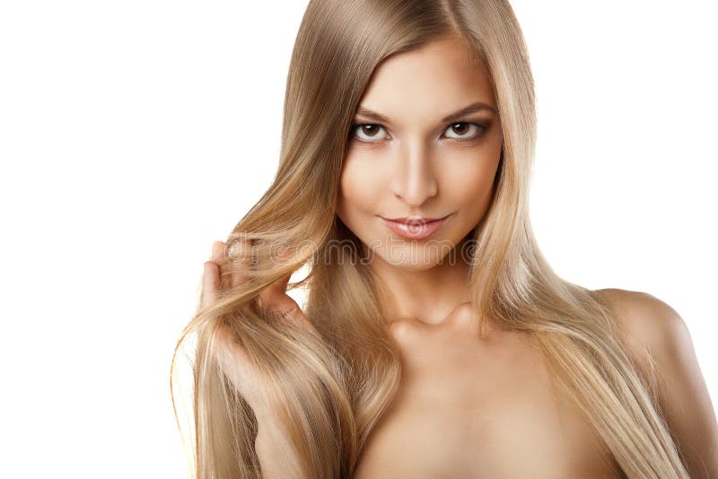 Woman with long straight blond hairs isolated stock photography Woman with long straight blond hairs isolated stock photography