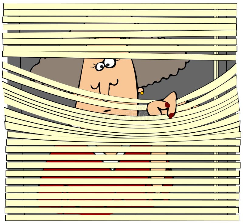 Woman Looking Through Blinds Royalty Free Stock Images Image 7620649