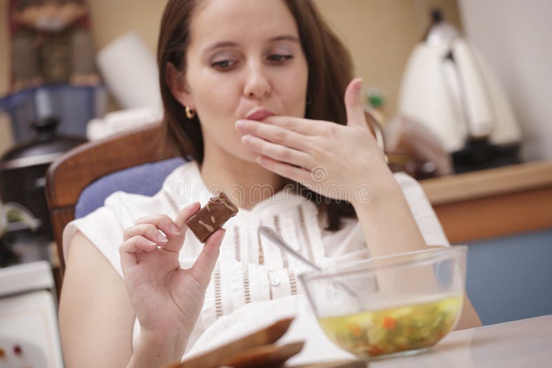 Woman looking at chocolate