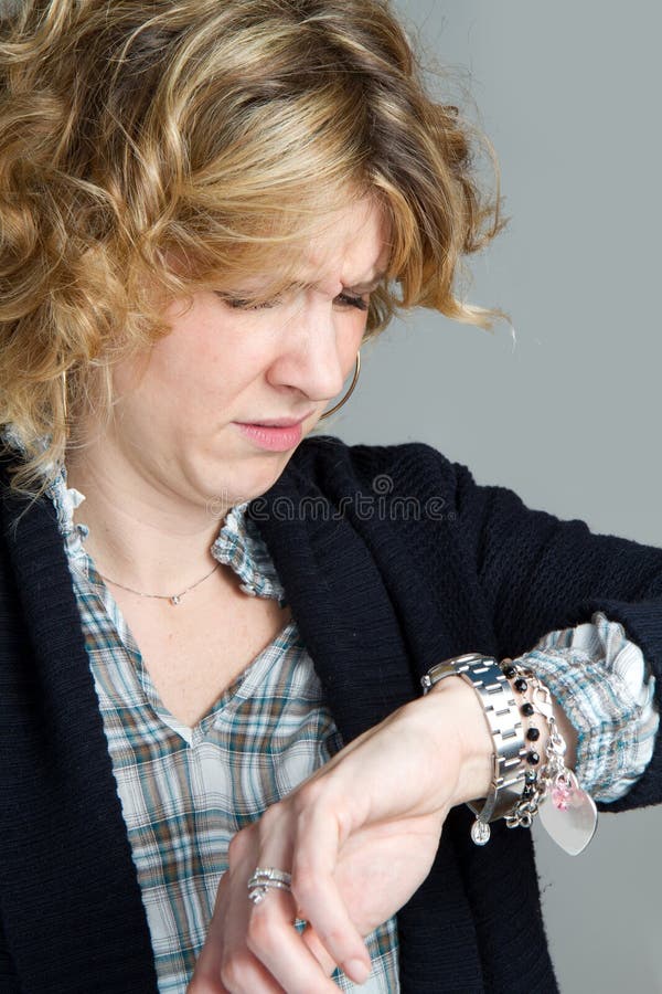Woman looking at clock stock image. Image of relax, asleep 17863779