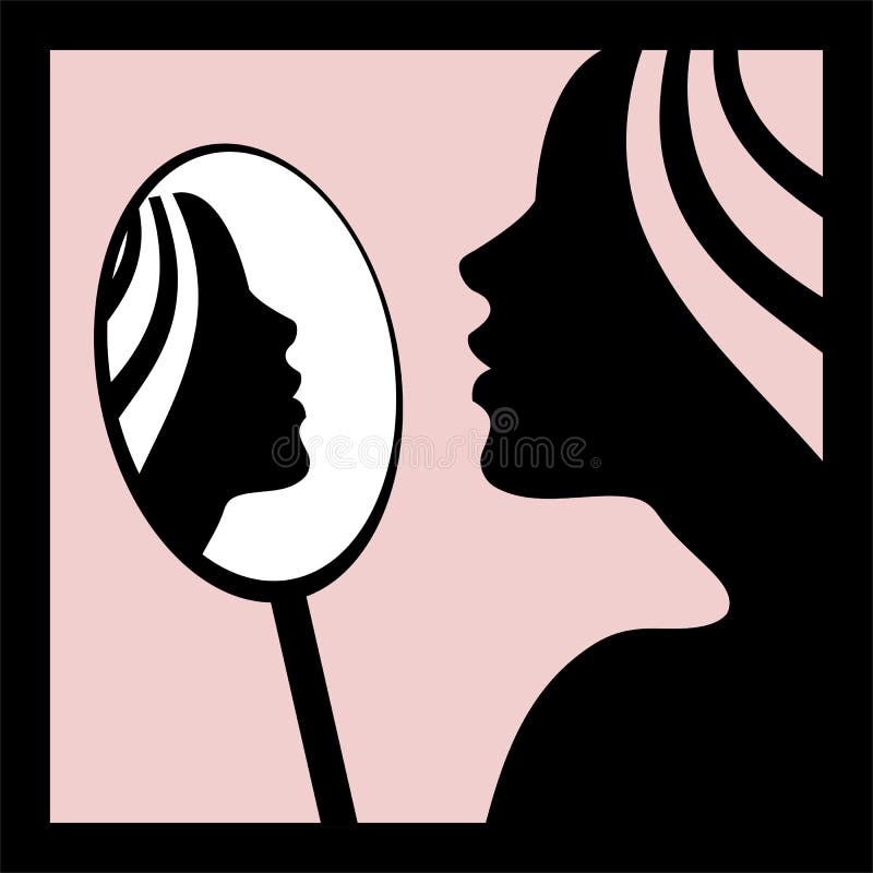 Woman looking in mirror