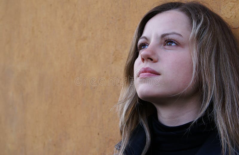 Woman looking to a sky