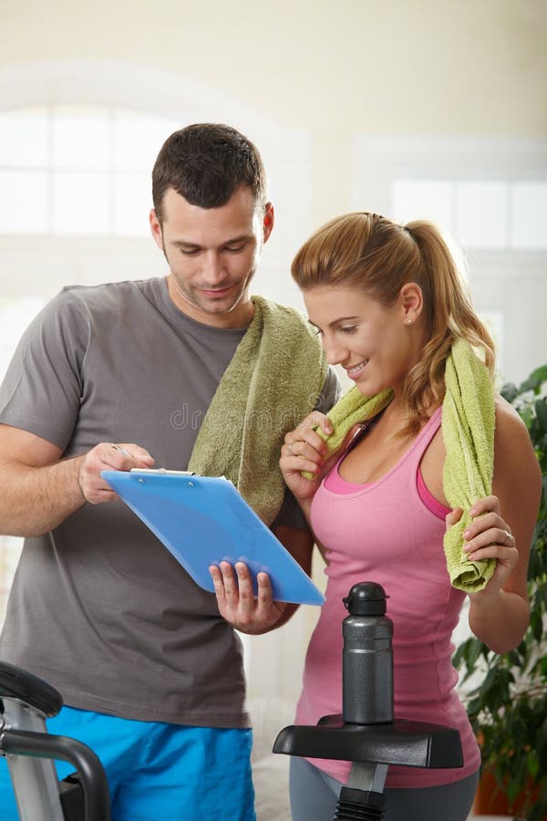 Woman looking at training plan