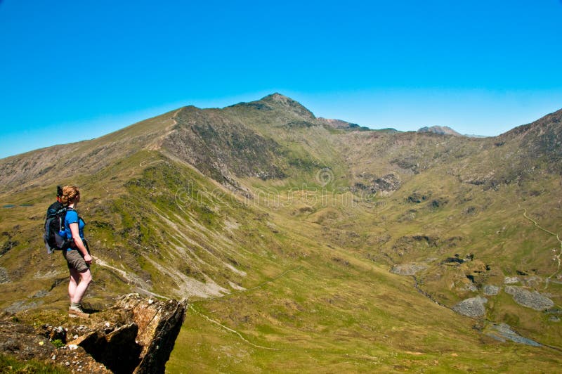 Woman looking up vally