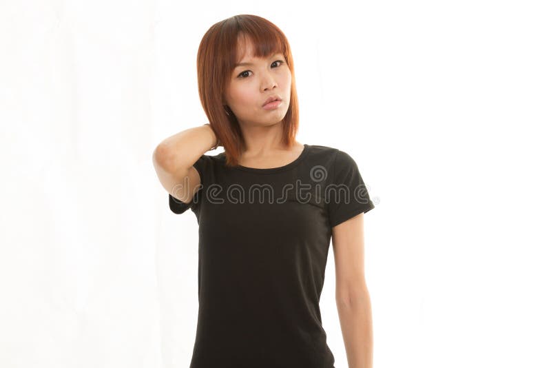 Upset disapointed female on white background. Upset disapointed female on white background