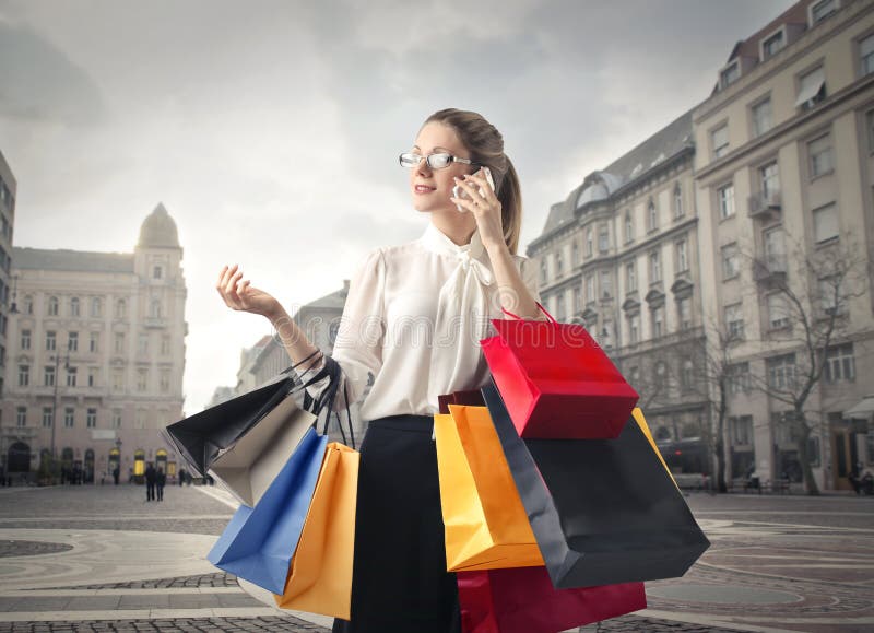 mental Rose Got ready Woman with Lots of Shopping Bags Stock Image - Image of texture,  background: 35822551