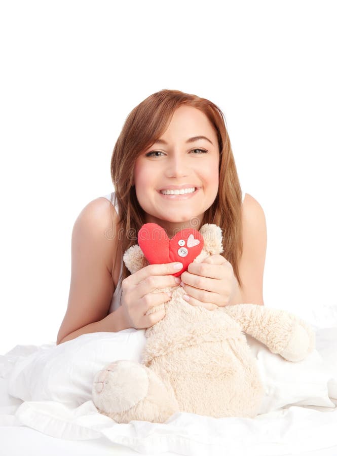 Woman in love stock image. Image of love, cheerful, bear - 29001403