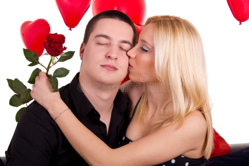 Woman in love kissing stock photo. Image of hugging, surprise 23126766