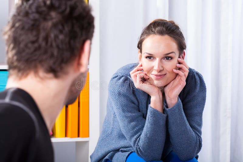 Woman in love looking at man