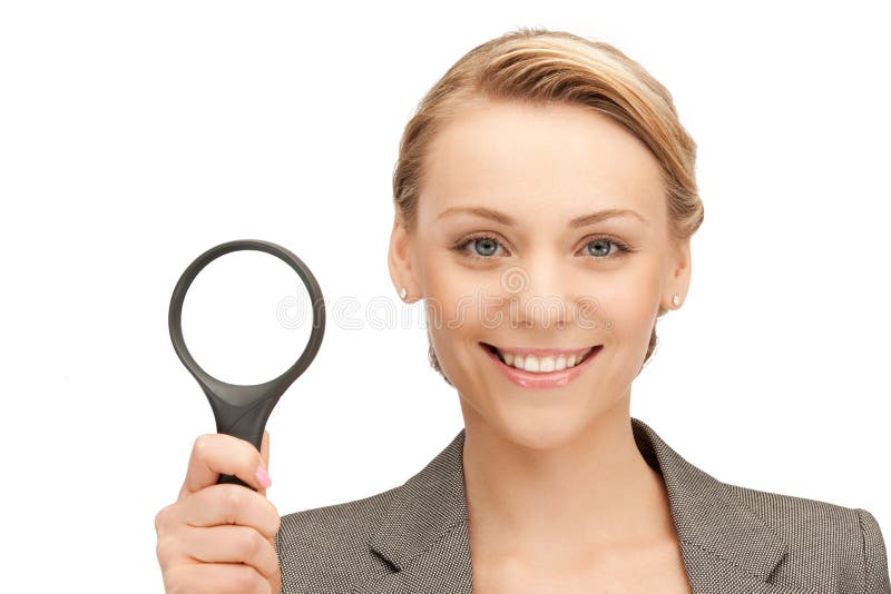 Woman with Magnifying Glass Stock Image Image of discovery