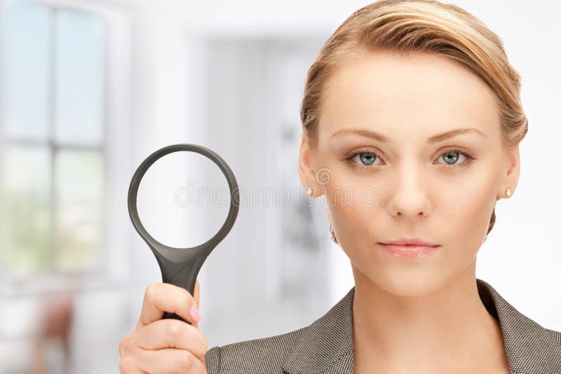 Woman with Magnifying Glass Stock Image Image of looking, attractive