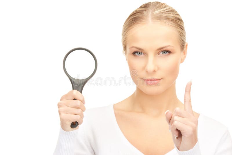 Woman with Magnifying Glass Stock Image Image of look, 40674659