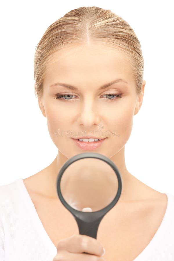 Woman with Magnifying Glass Stock Photo Image of attractive, lovely