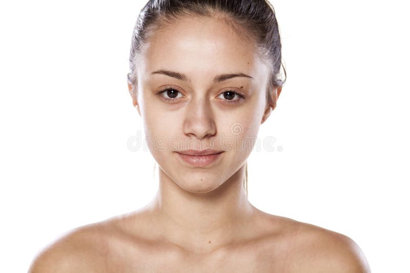Woman without make up stock photo. Image of mole, hair 62294528