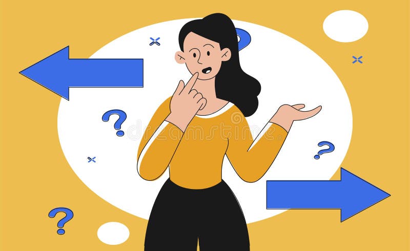 Woman makes choice stock illustration