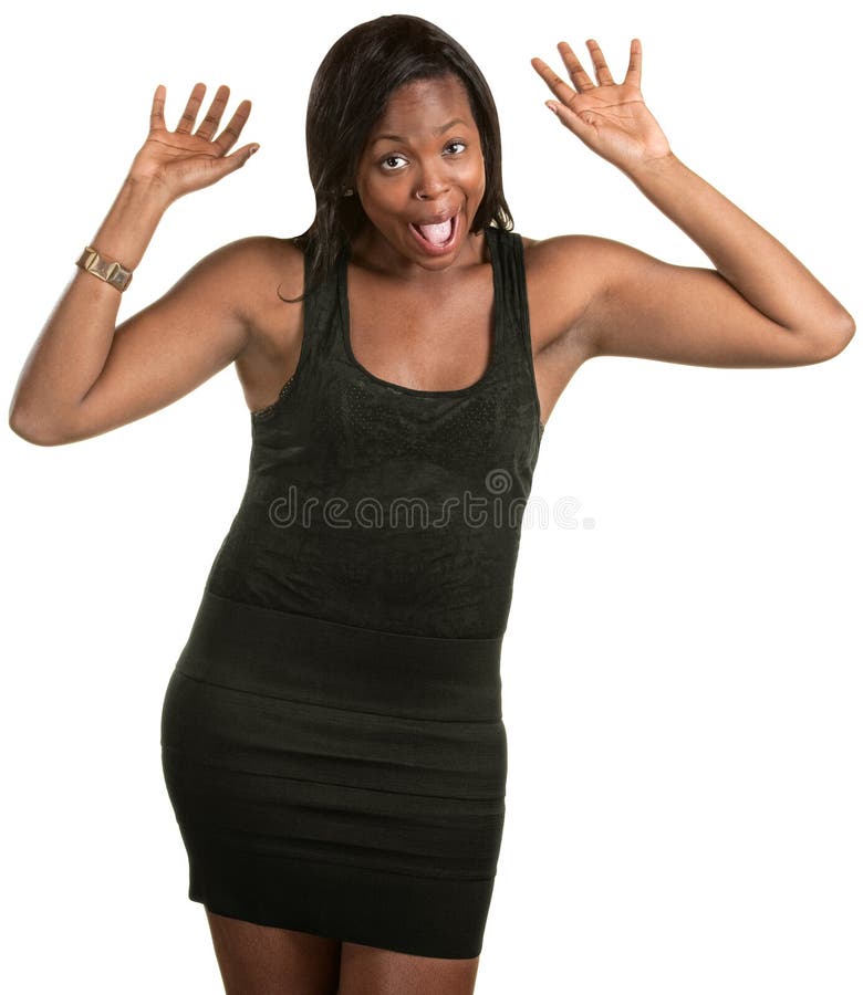 Young black woman in silly pose on isolated background. Single mini stock images, royalty-free photos and pictures