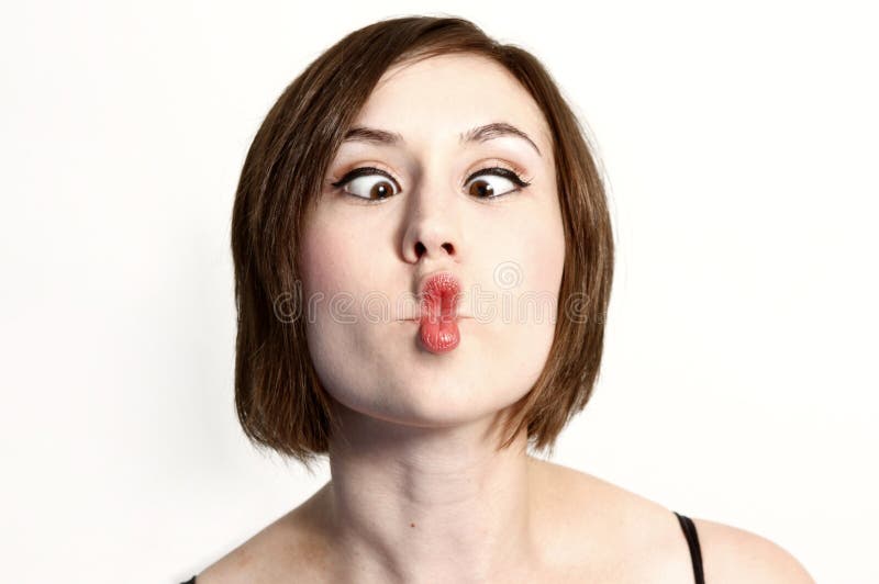 Woman making funny face stock photo. Image of young, caucasian 15431930