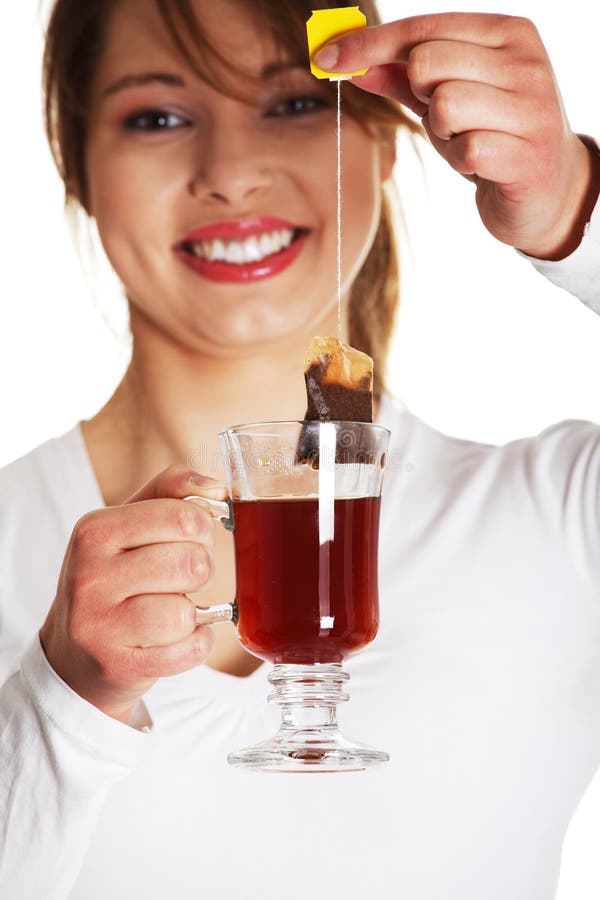 Woman is making a tea stock image. Image of positivity 24641345
