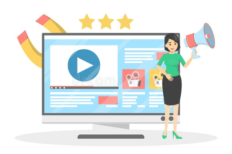 Woman Making Video Blog Promotion. Content Advertising Stock Vector - Illustration of blogger, advertising: 152031911 Woman Making Video Blog Promotion. Content Advertising Stock Vector - Illustration of blogger, advertising: 152031911