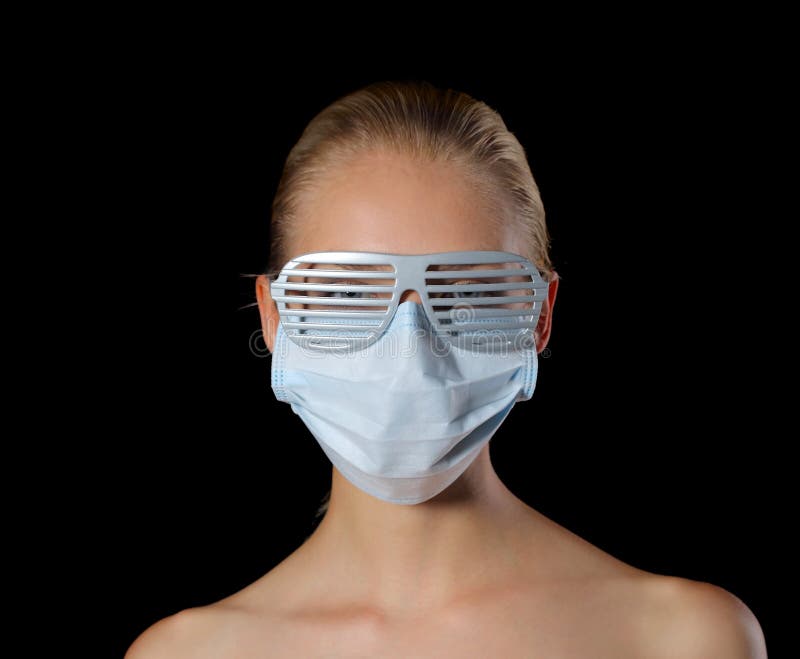 Woman in mask and glasses stock photo. Image of head, beautiful 9890146