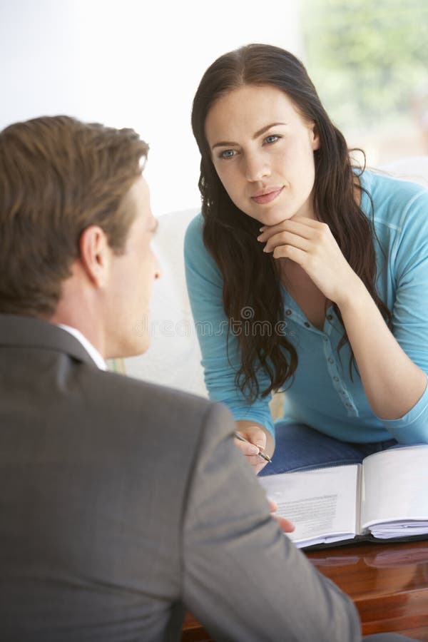 Woman Meeting with Financial Advisor at Home Stock Photo Image of