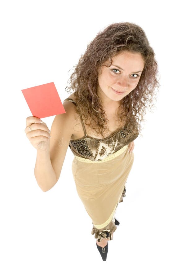 Woman with message board
