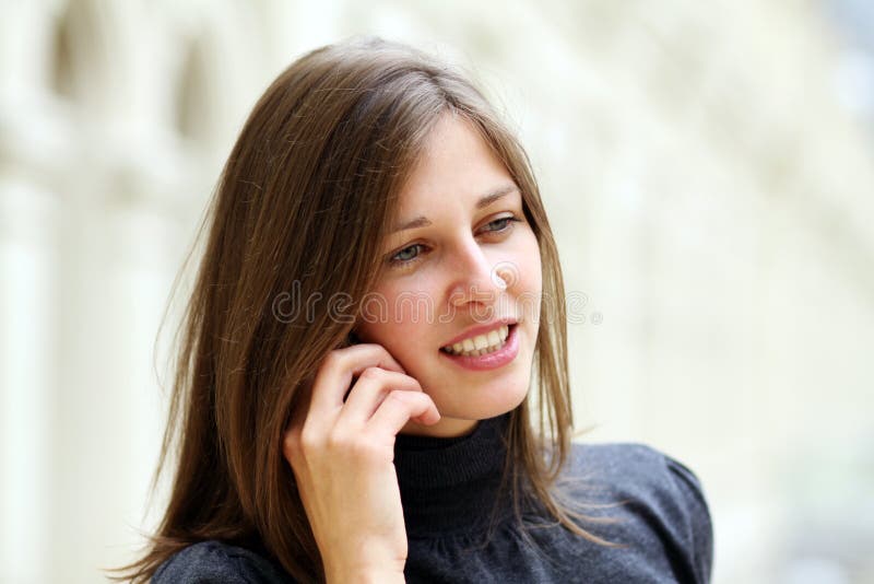 Woman with mobile telephone