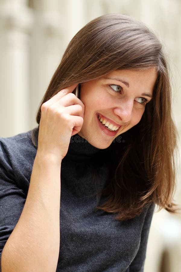 Woman with mobile telephone