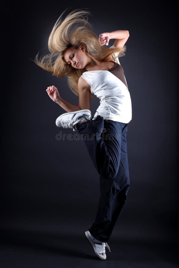 Woman modern dancer isolated on white