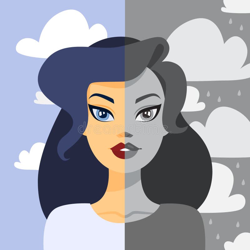 Mood Swings. Woman with Emotion Change Stock Illustration ...