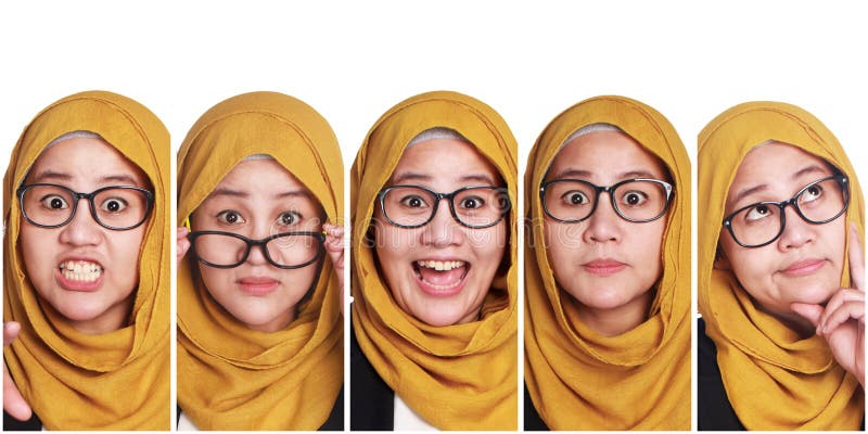 Woman& muçulmano x27; colagem das expressões faciais de s imagem de stock Woman& muçulmano x27; colagem das expressões faciais de s imagem de stock