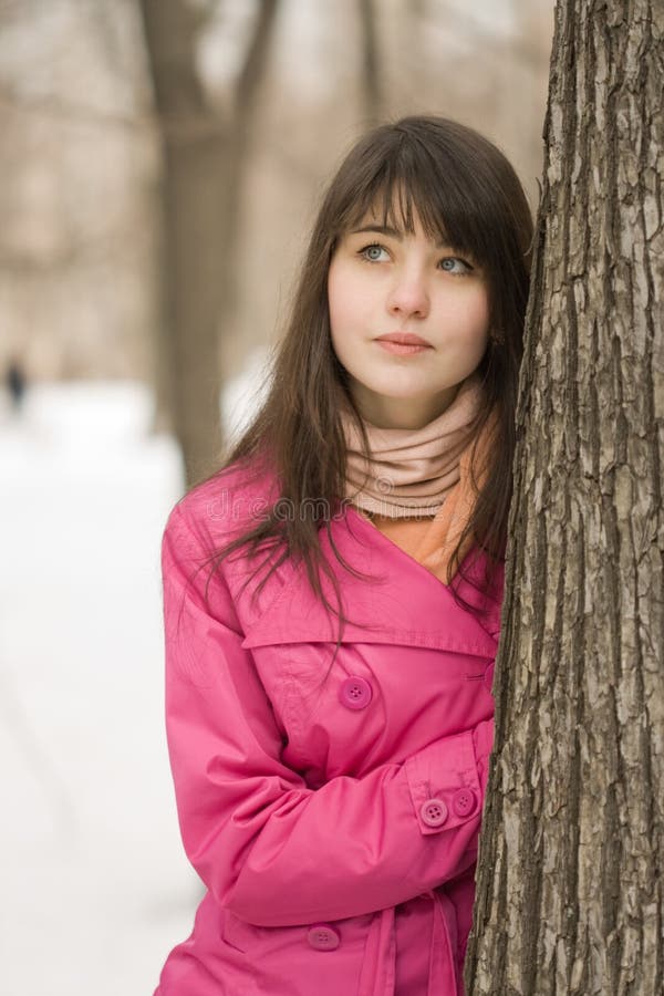 Woman near tree