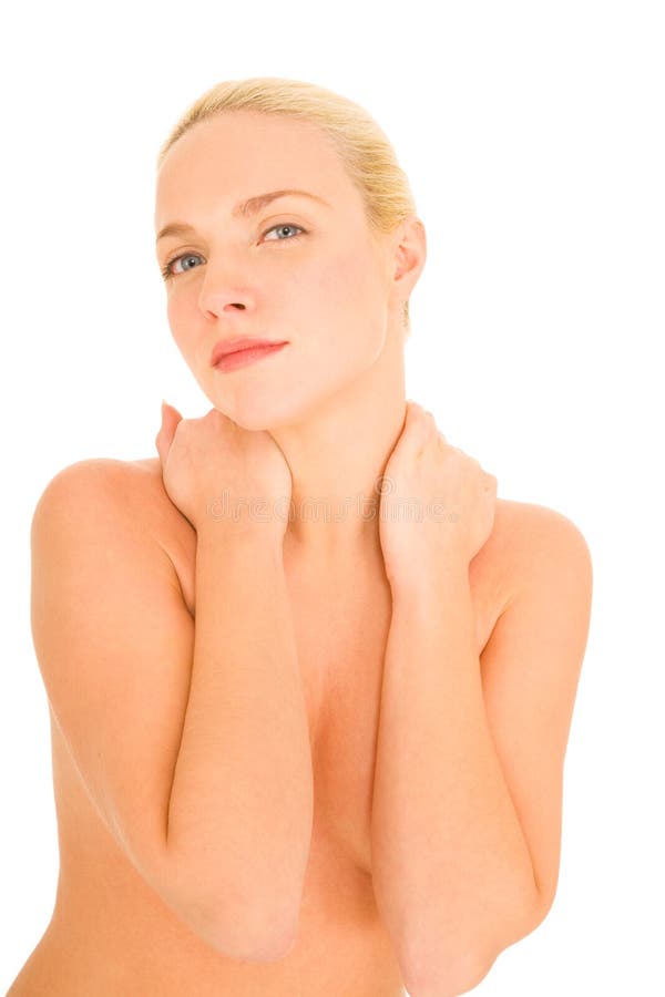 Woman Small Boobs Holds Big Orange Fruits Stock Photo - Image of