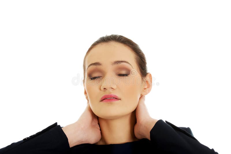 Woman With Neck Pain From Behind Stock Photo Image Of Female Pain