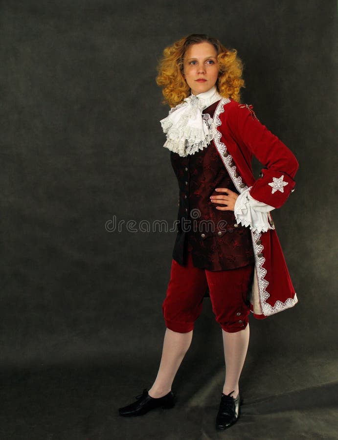 Woman in old-fashioned french clothes royalty free stock image