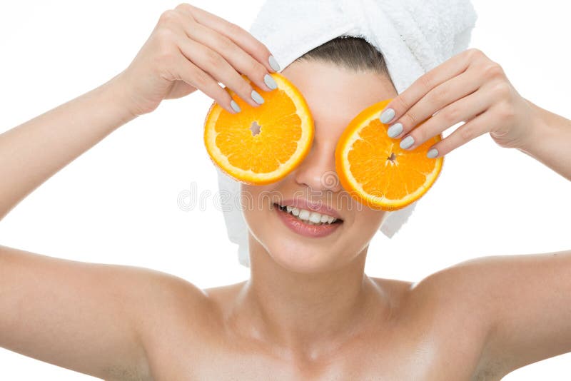 Woman with orange slices