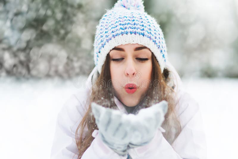 Woman in winter scene stock photo. Image of happiness - 23241408