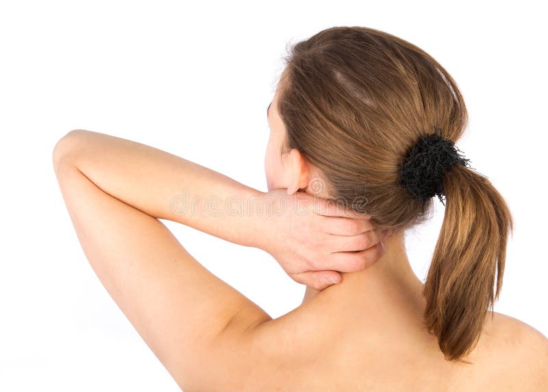 Woman With Pain In Her Neck And Shoulder Stock Image - Image of beauty