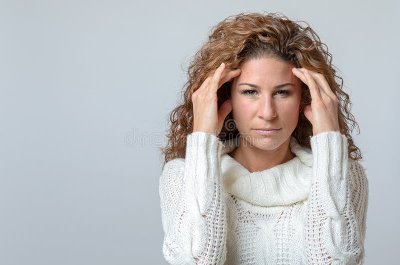 Woman with a Pained Serious Expression Stock Photo - Image of portrait