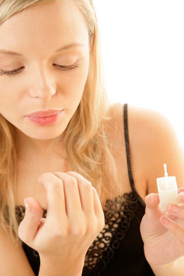 Woman painting nails