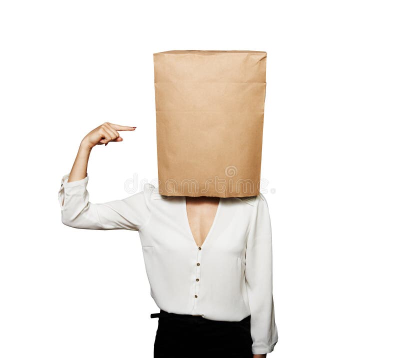 Paper bag over head stock photo. Image of paperbag, financial 4913044