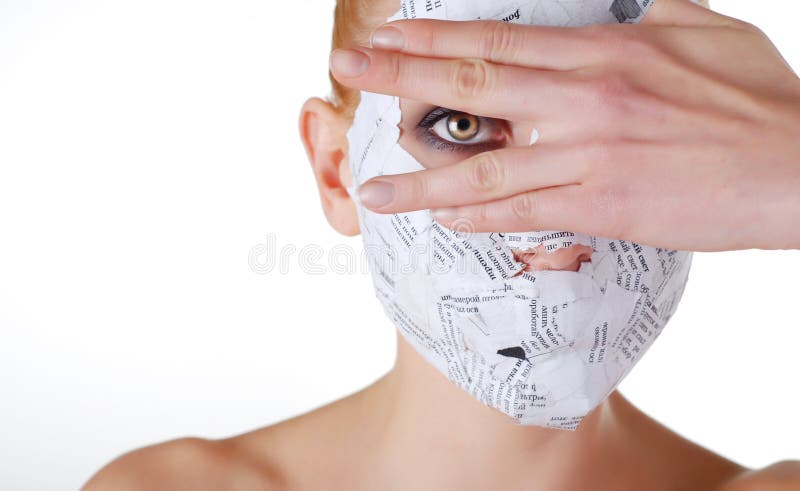 Woman in paper mask