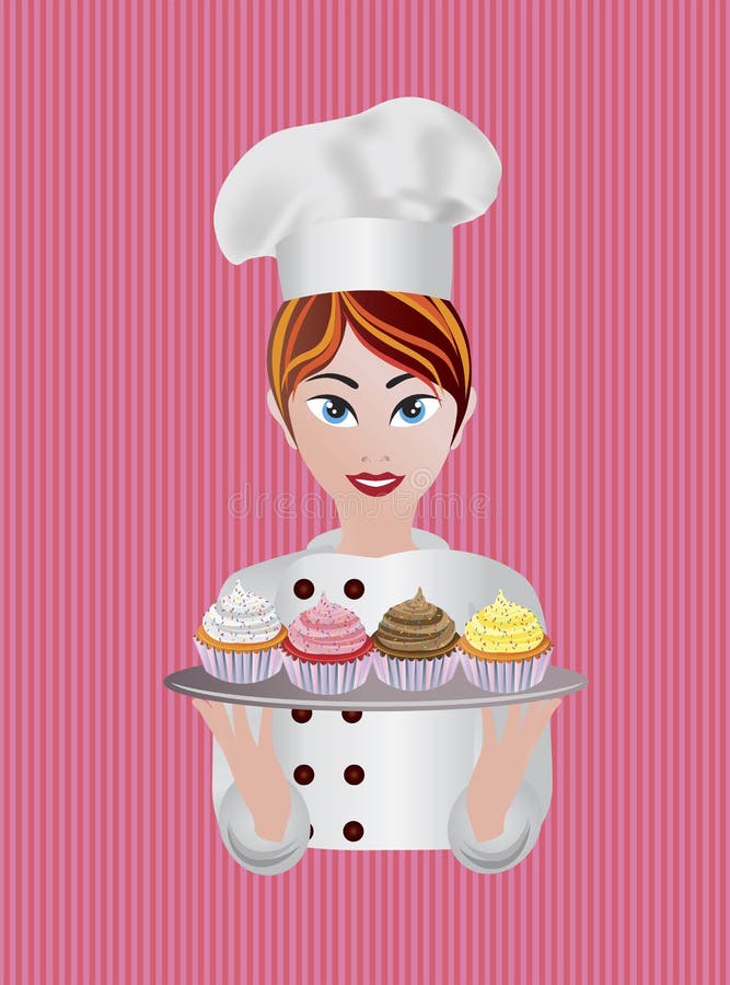 Woman Pastry Chef Illustration Stock Vector Illustration of french