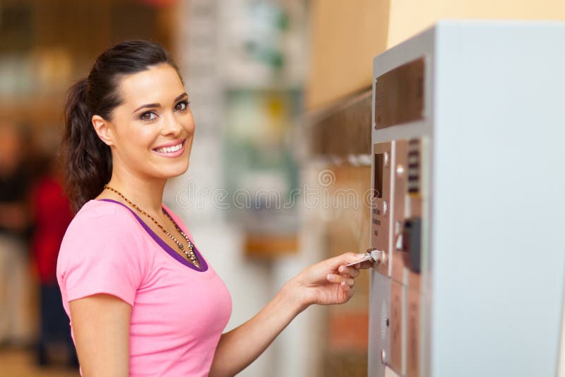 Woman paying parking royalty free stock images