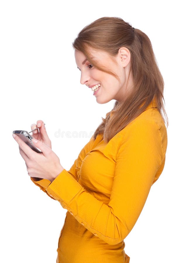 Woman with PDA royalty free stock image