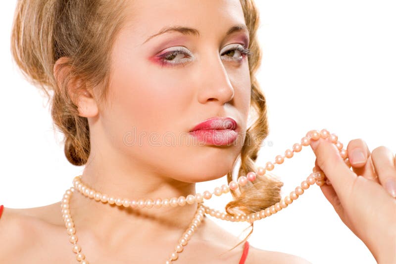 Woman with a Pearl Necklace Stock Photo Image of fashion, glamour