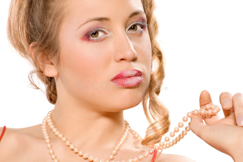 Woman with a Pearl Necklace Stock Photo Image of fashion, glamour