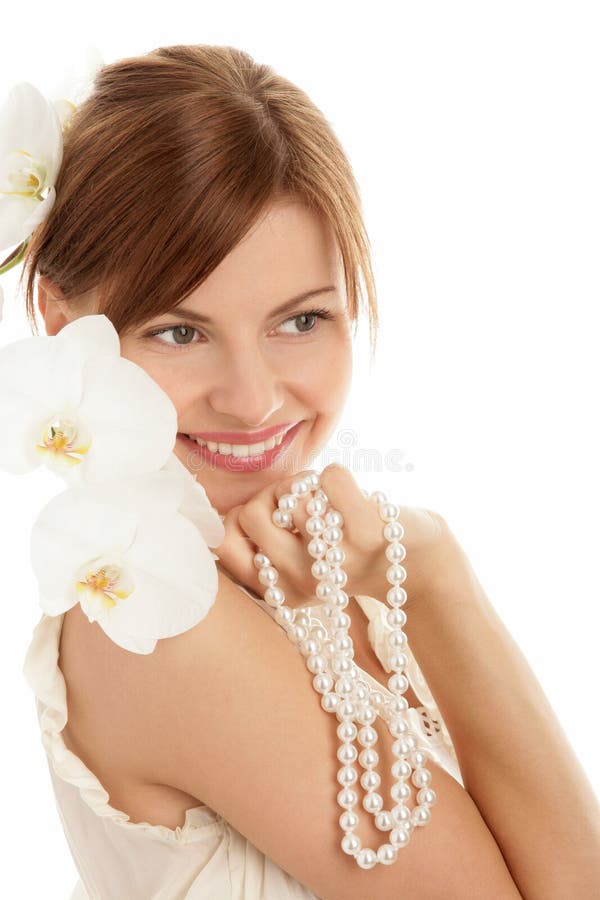 Woman with pearls royalty free stock image Woman with pearls royalty free stock image